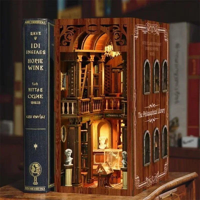 Estante de livros com tema fil - Diy Wooden Book Nook Kit Shelf Insert avaliação e preço