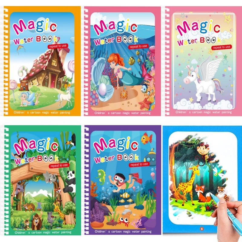 Livro mágico de desenho de águ - Reusable Water Magic Coloring Book avaliação e preço