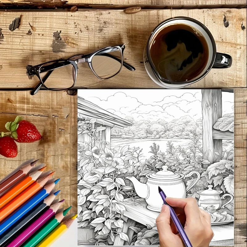 Livro de colorir Tea In The Ga - Adult Coloring Book Stress Relief avaliação e preço